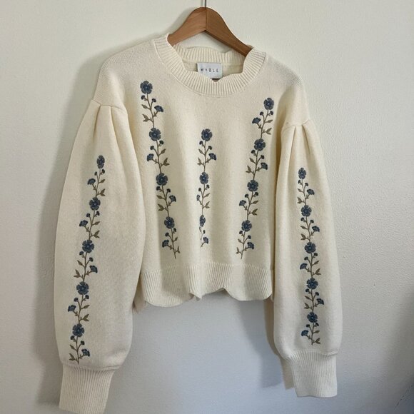 Mable Anthropologie Scalloped Edge Floral Sweater - Picture 2 of 7
